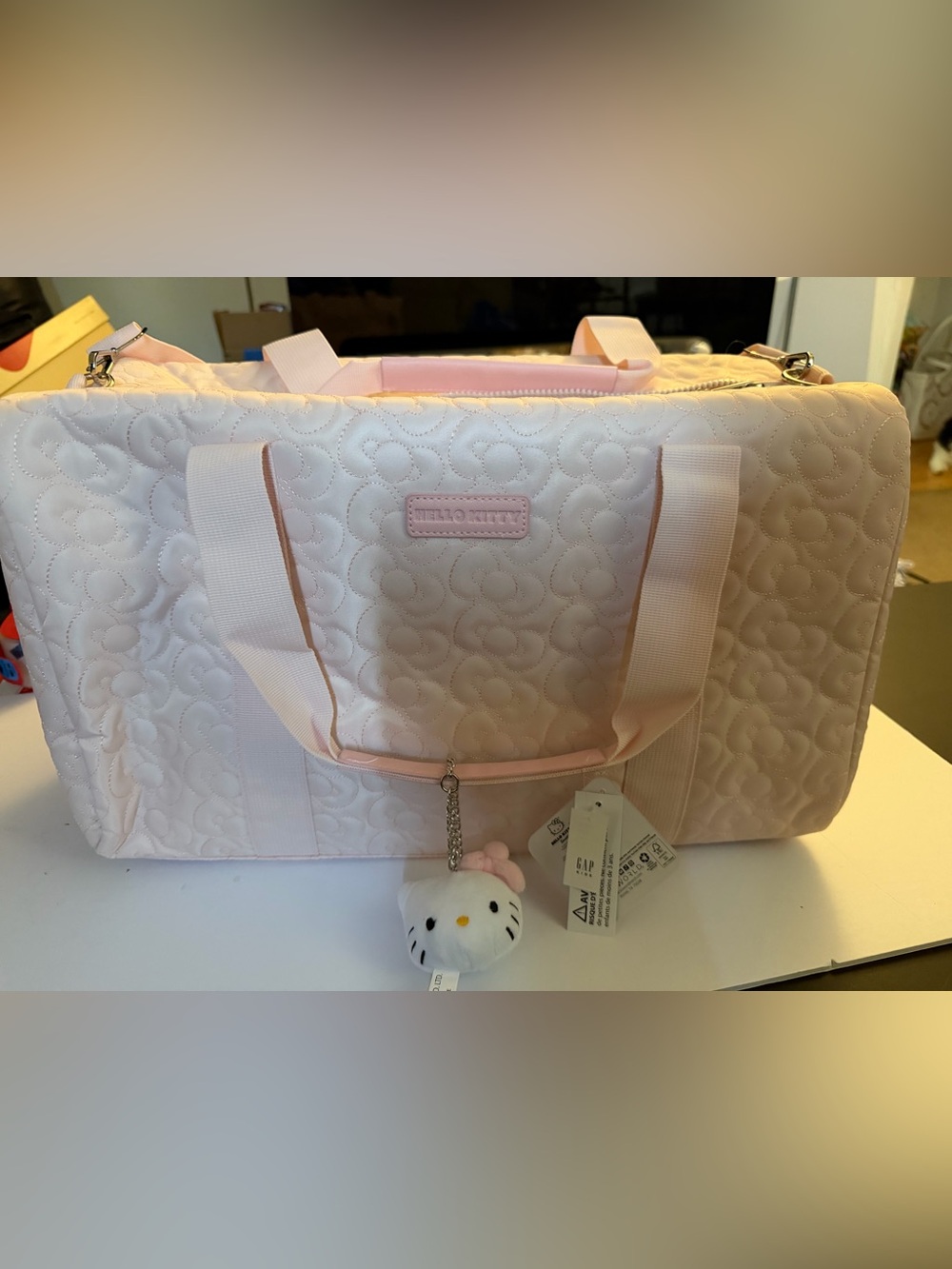 Hello Kitty Light Pink Quilted Baby Tote with Plush Charm
